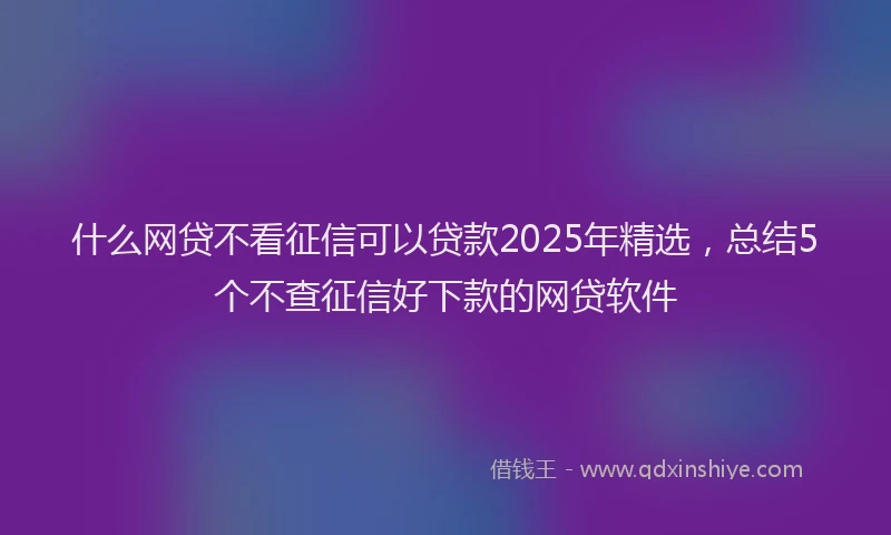 什么网贷不看征信可以贷款2025年精选，总结5个不查征信好下款的网贷软件