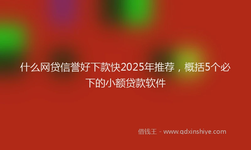 什么网贷信誉好下款快2025年推荐，概括5个必下的小额贷款软件