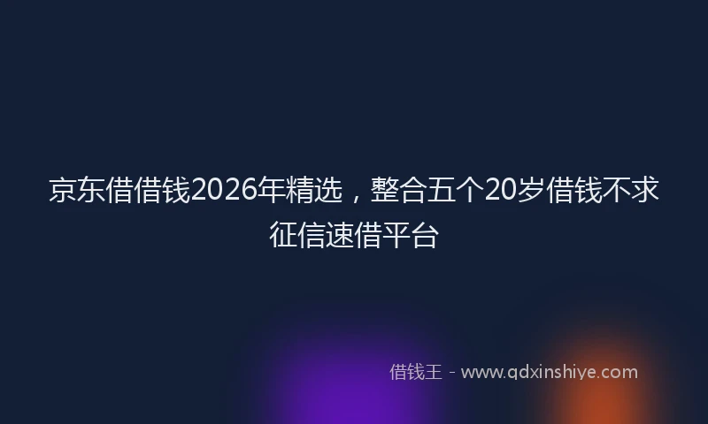 京东借借钱2026年精选,整合五个20岁借钱不求征信速借平台