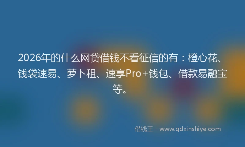 2026年的什么网贷借钱不看征信的有：橙心花、钱袋速易、萝卜租、速享Pro+钱包、借款易融宝等。