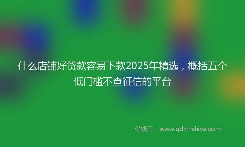 什么店铺好贷款容易下款2025年精选，概括五个低门槛不查征信的平台