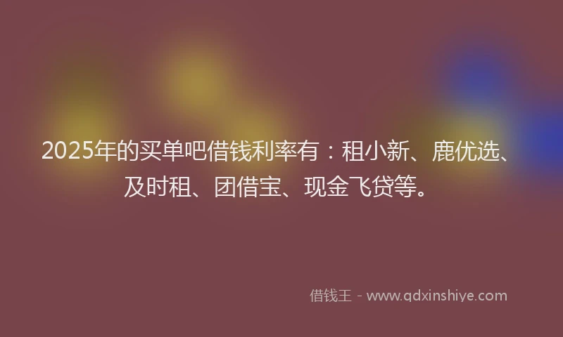 2025年的买单吧借钱利率有：租小新、鹿优选、及时租、团借宝、现金飞贷等。