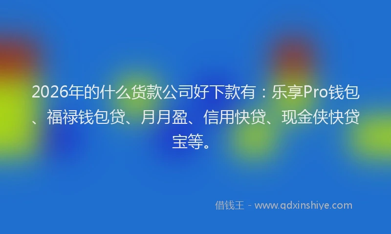 2026年的什么货款公司好下款有：乐享Pro钱包、福禄钱包贷、月月盈、信用快贷、现金侠快贷宝等。