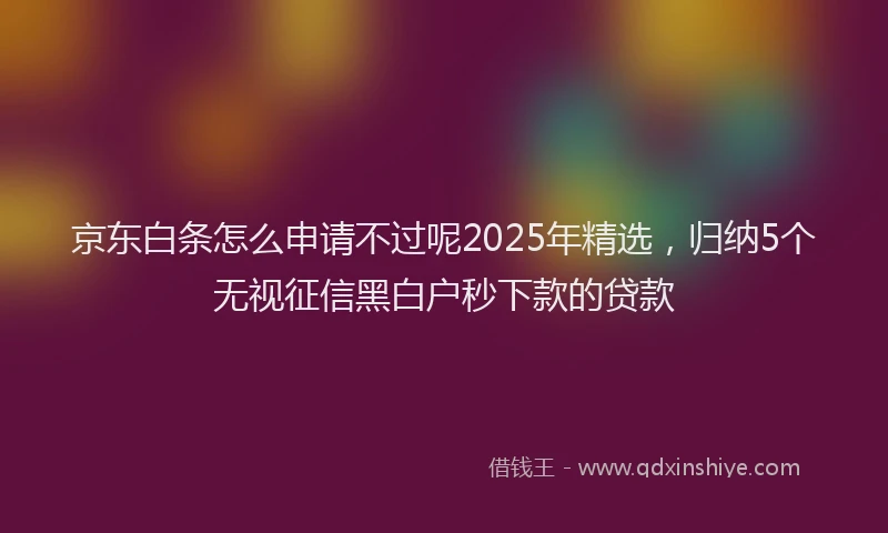 京东白条怎么申请不过呢2025年精选，归纳5个无视征信黑白户秒下款的贷款