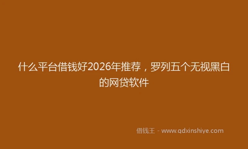 什么平台借钱好2026年推荐，罗列五个无视黑白的网贷软件