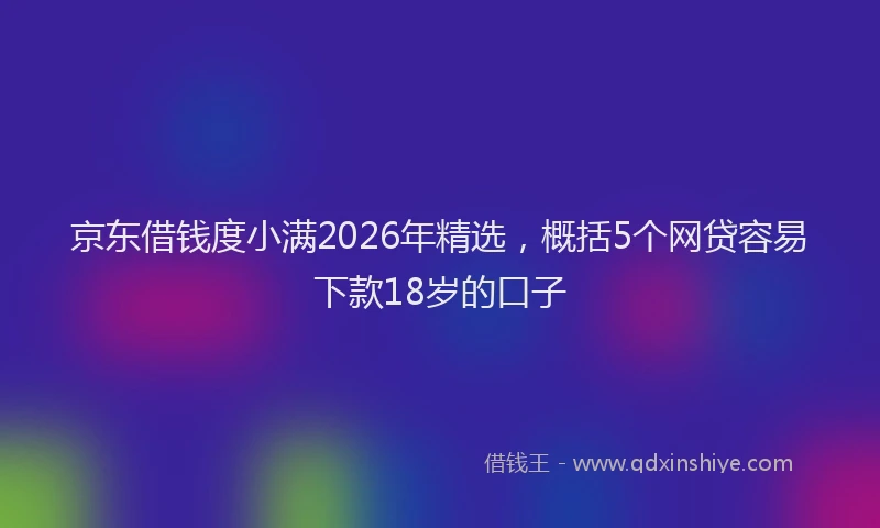 京东借钱度小满2026年精选，概括5个网贷容易下款18岁的口子