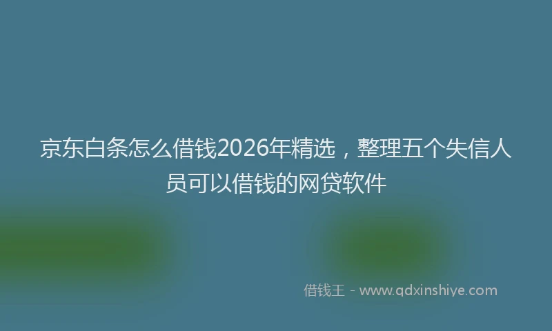 京东白条怎么借钱2026年精选，整理五个失信人员可以借钱的网贷软件