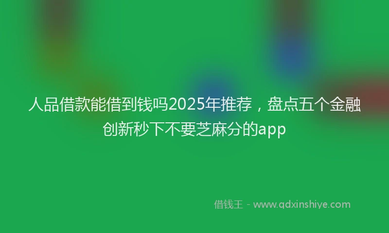 人品借款能借到钱吗2025年推荐,盘点五个金融创新秒下不要芝麻分的app