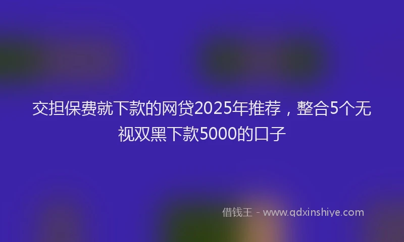 交担保费就下款的网贷2025年推荐，整合5个无视双黑下款5000的口子