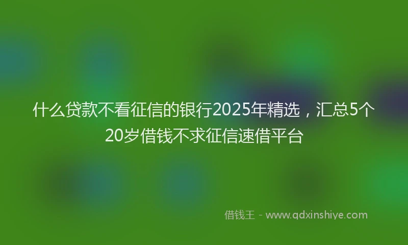 什么贷款不看征信的银行2025年精选，汇总5个20岁借钱不求征信速借平台