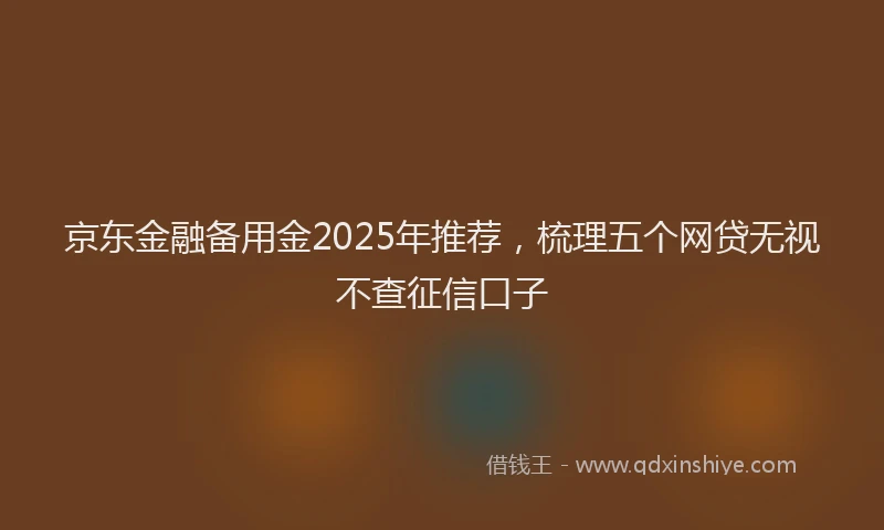 京东金融备用金2025年推荐，梳理五个网贷无视不查征信口子