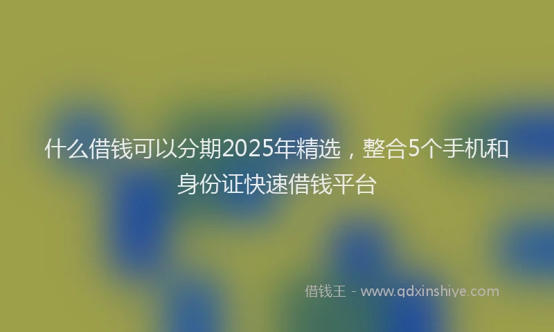什么借钱可以分期2025年精选,整合5个手机和身份证快速借钱平台