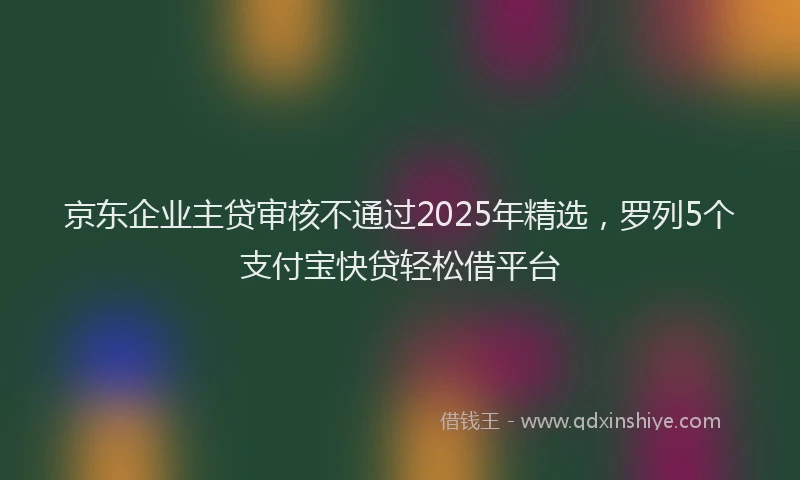 京东企业主贷审核不通过2025年精选，罗列5个支付宝快贷轻松借平台