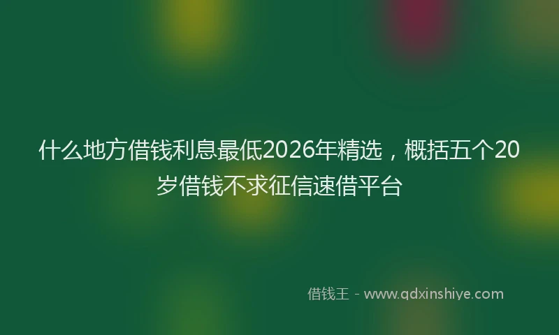 什么地方借钱利息最低2026年精选，概括五个20岁借钱不求征信速借平台