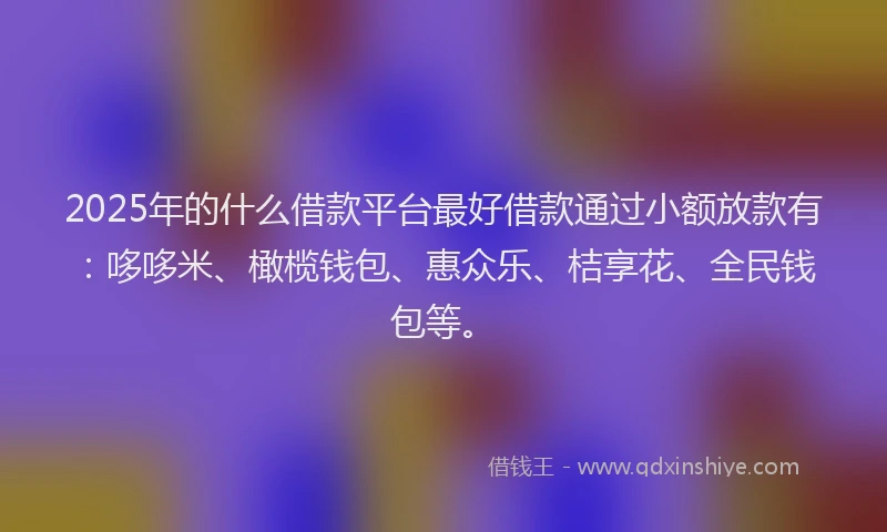 2025年的什么借款平台最好借款通过小额放款有：哆哆米、橄榄钱包、惠众乐、桔享花、全民钱包等。