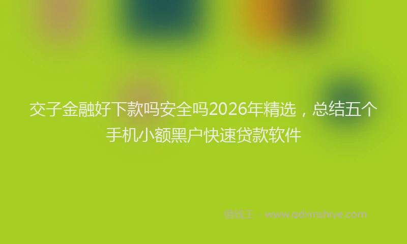 交子金融好下款吗安全吗2026年精选，总结五个手机小额黑户快速贷款软件