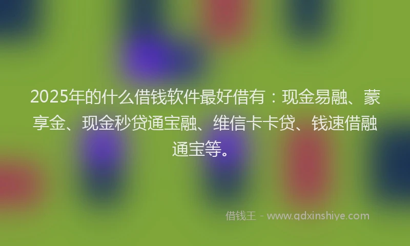 2025年的什么借钱软件最好借有：现金易融、蒙享金、现金秒贷通宝融、维信卡卡贷、钱速借融通宝等。