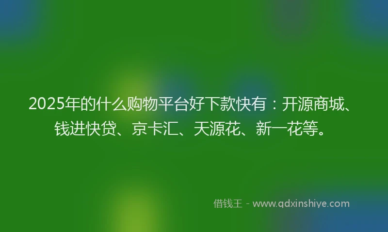 2025年的什么购物平台好下款快有：开源商城、钱进快贷、京卡汇、天源花、新一花等。