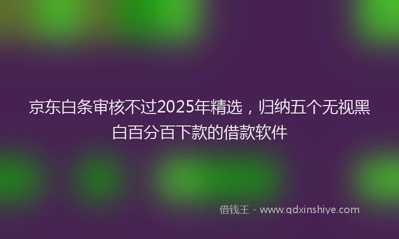 京东白条审核不过2025年精选，归纳五个无视黑白百分百下款的借款软件
