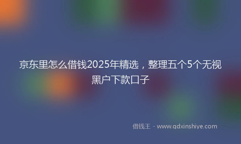京东里怎么借钱2025年精选，整理五个5个无视黑户下款口子
