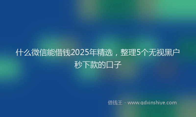 什么微信能借钱2025年精选，整理5个无视黑户秒下款的口子