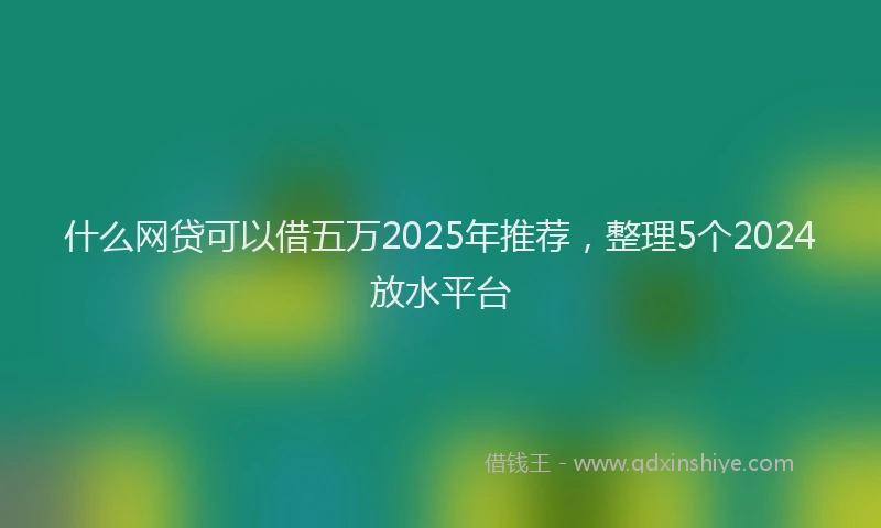什么网贷可以借五万2025年推荐，整理5个2024放水平台