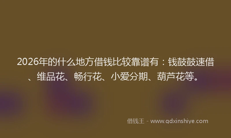 2026年的什么地方借钱比较靠谱有：钱鼓鼓速借、维品花、畅行花、小爱分期、葫芦花等。