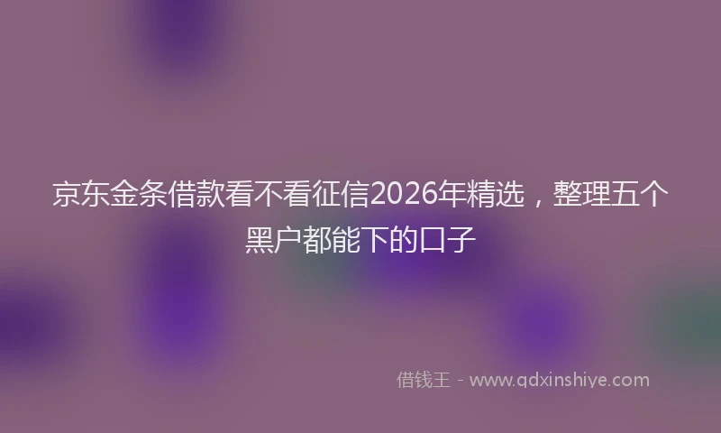 京东金条借款看不看征信2026年精选，整理五个黑户都能下的口子