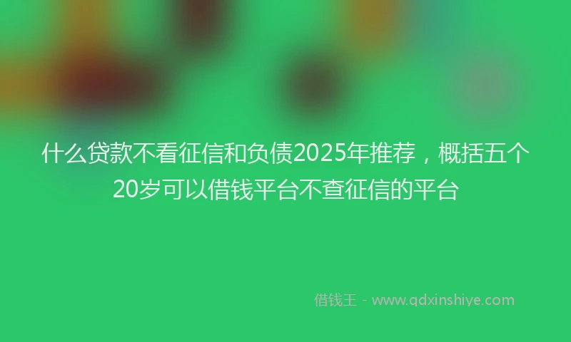 什么贷款不看征信和负债2025年推荐，概括五个20岁可以借钱平台不查征信的平台