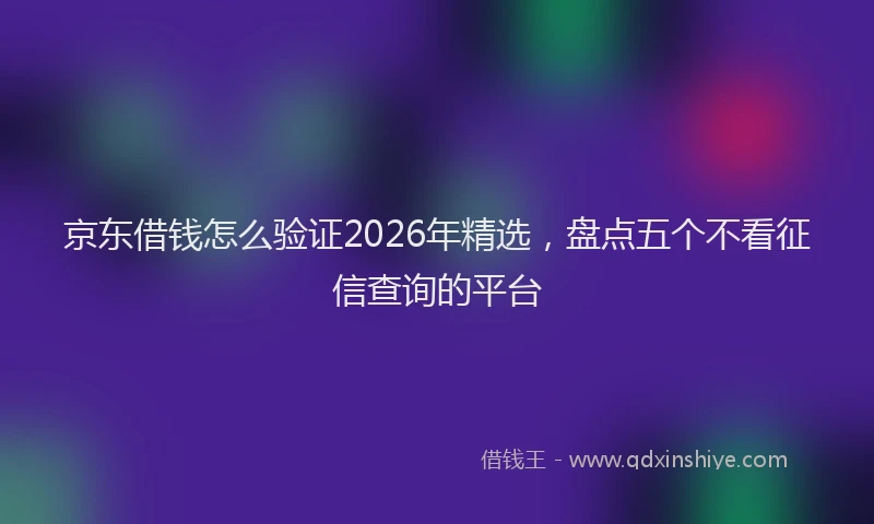 京东借钱怎么验证2026年精选，盘点五个不看征信查询的平台
