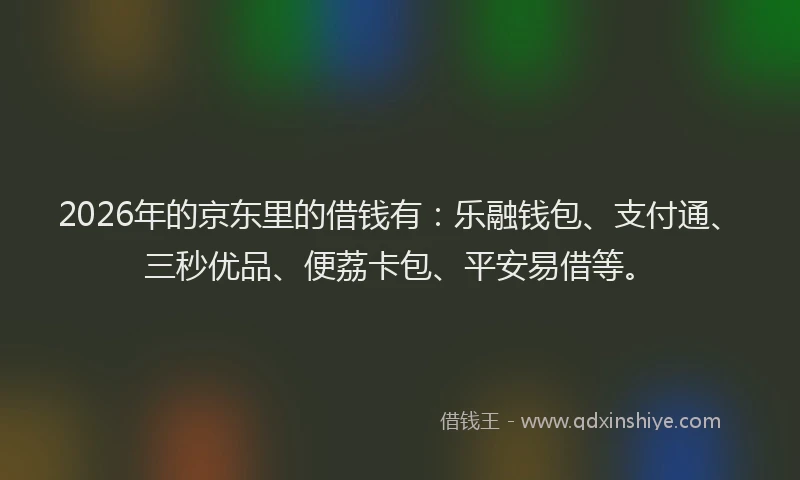 2026年的京东里的借钱有：乐融钱包、支付通、三秒优品、便荔卡包、平安易借等。