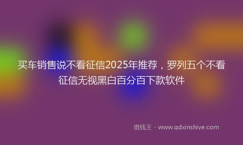 买车销售说不看征信2025年推荐，罗列五个不看征信无视黑白百分百下款软件