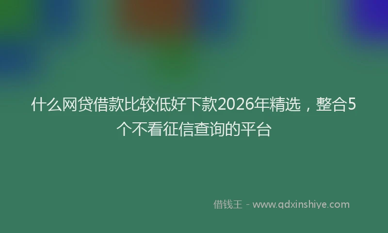 什么网贷借款比较低好下款2026年精选,整合5个不看征信查询的平台