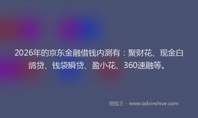 2026年的京东金融借钱内测有：聚财花、现金白鸽贷、钱袋瞬贷、盈小花、360速融等。