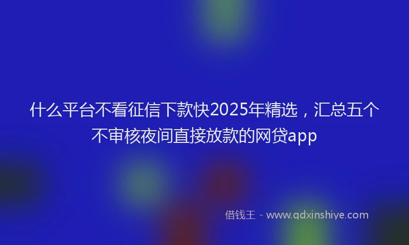 什么平台不看征信下款快2025年精选，汇总五个不审核夜间直接放款的网贷app