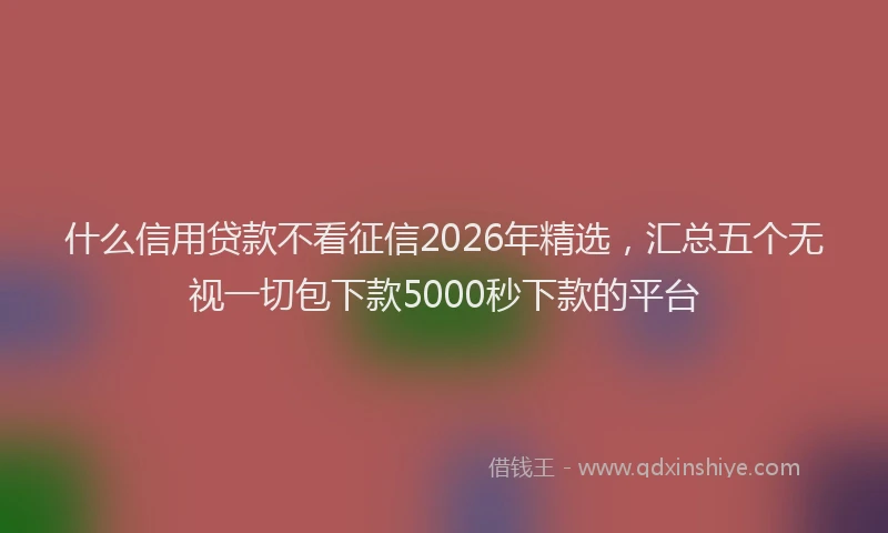 什么信用贷款不看征信2026年精选，汇总五个无视一切包下款5000秒下款的平台
