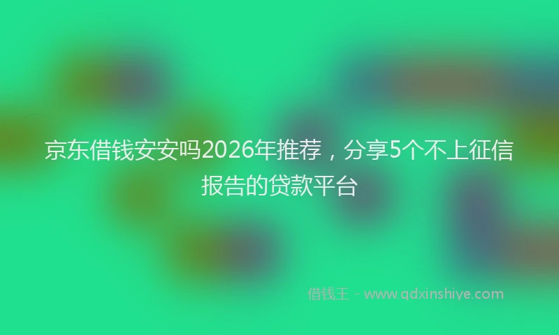 京东借钱安安吗2026年推荐，分享5个不上征信报告的贷款平台