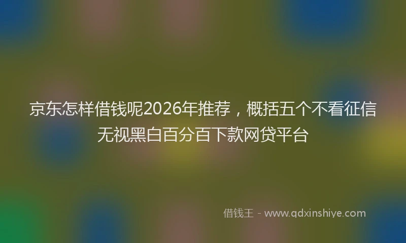 京东怎样借钱呢2026年推荐，概括五个不看征信无视黑白百分百下款网贷平台