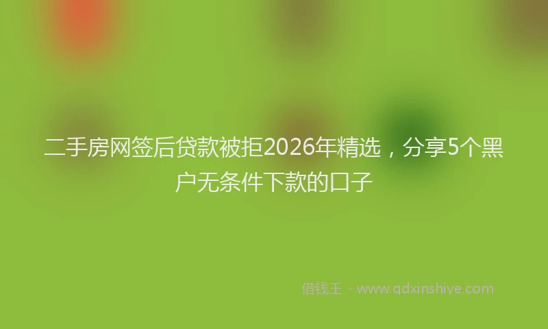 二手房网签后贷款被拒2026年精选，分享5个黑户无条件下款的口子