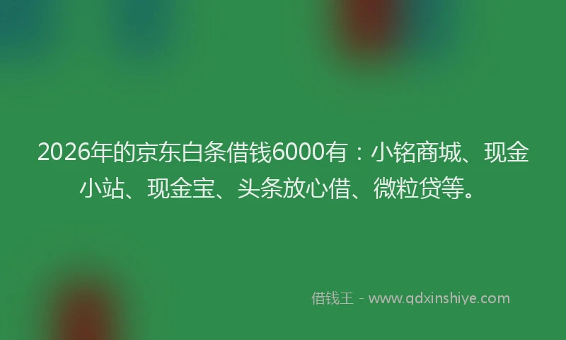 2026年的京东白条借钱6000有：小铭商城、现金小站、现金宝、头条放心借、微粒贷等。
