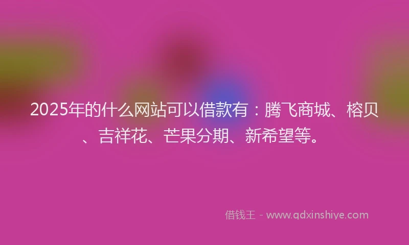 2025年的什么网站可以借款有：腾飞商城、榕贝、吉祥花、芒果分期、新希望等。