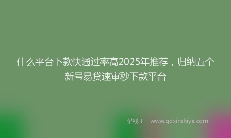 什么平台下款快通过率高2025年推荐，归纳五个新号易贷速审秒下款平台