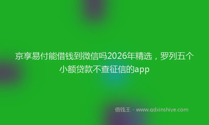 京享易付能借钱到微信吗2026年精选，罗列五个小额贷款不查征信的app