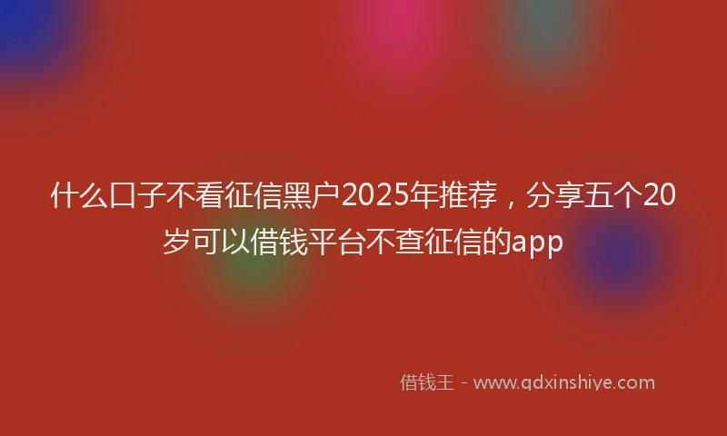 什么口子不看征信黑户2025年推荐,分享五个20岁可以借钱平台不查征信的app