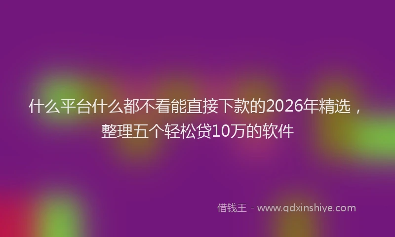 什么平台什么都不看能直接下款的2026年精选，整理五个轻松贷10万的软件