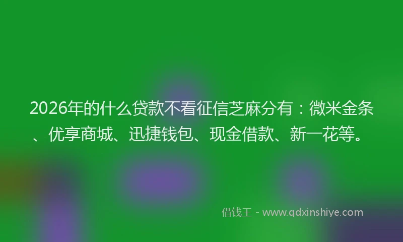 2026年的什么贷款不看征信芝麻分有:微米金条、优享商城、迅捷钱包、现金借款、新一花等。
