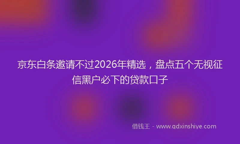 京东白条邀请不过2026年精选,盘点五个无视征信黑户必下的贷款口子