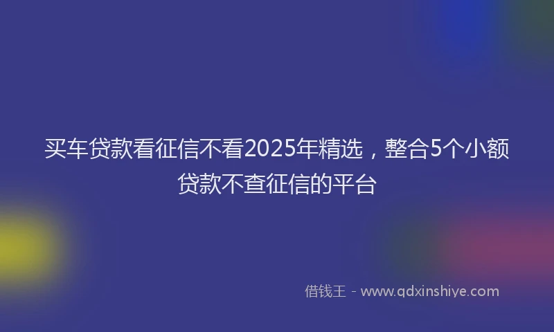 买车贷款看征信不看2025年精选,整合5个小额贷款不查征信的平台