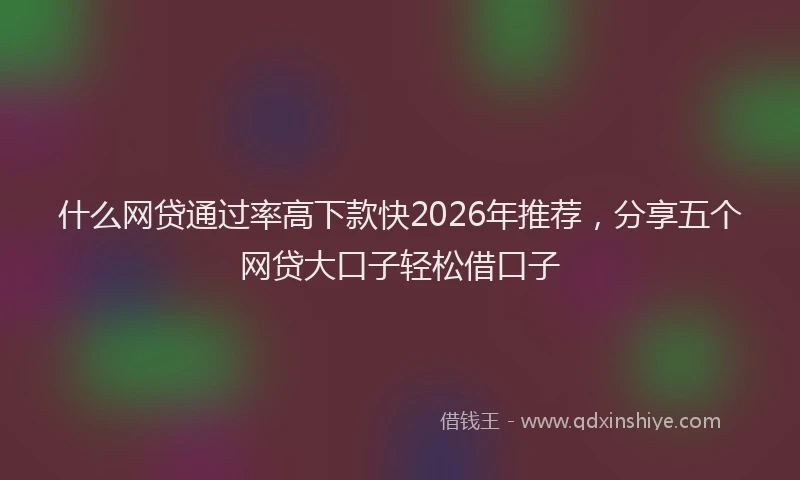 什么网贷通过率高下款快2026年推荐，分享五个网贷大口子轻松借口子