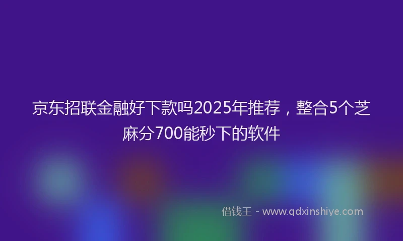 京东招联金融好下款吗2025年推荐，整合5个芝麻分700能秒下的软件